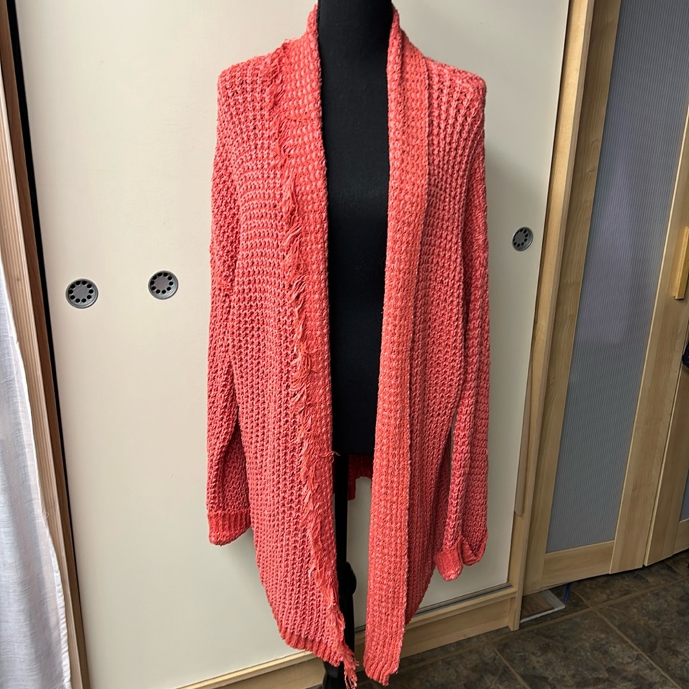 FREE PEOPLE-Open long burnt orange cardigan sweater